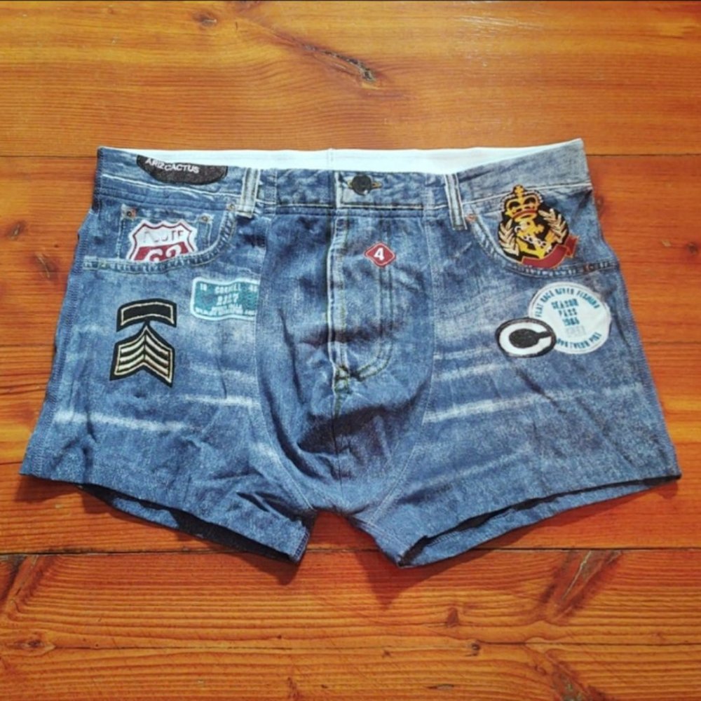 Old stock patched denim jeans boxer briefs s,m,l